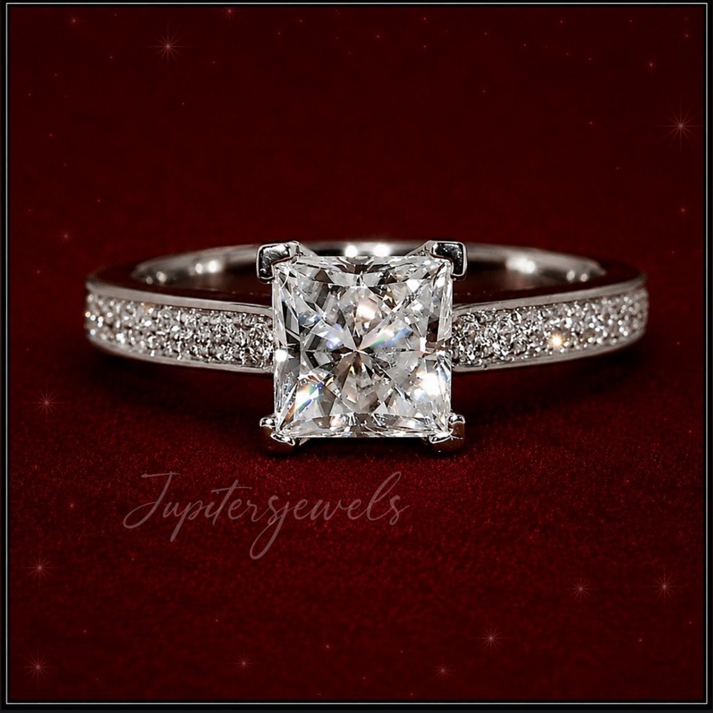 Clearance! New 925 simulated diamond princess square solitaire ring 8